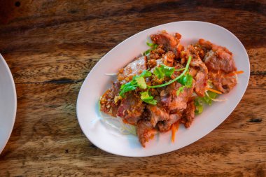 baharatlı domuz eti salata sebze, Asya tarzı yiyecek ve Tayland ile