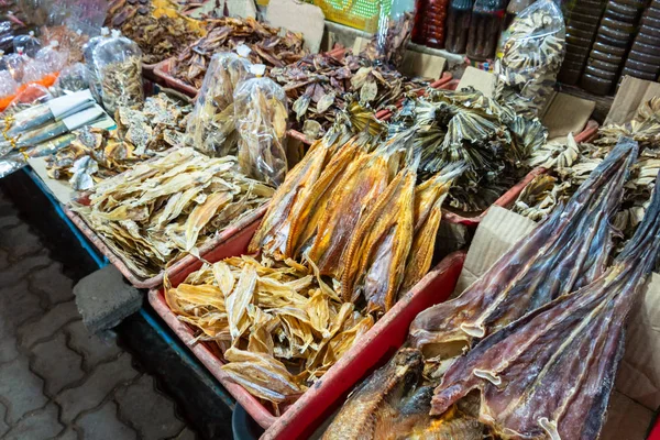 Local food of Asia .dry fish selling at market