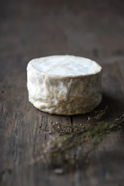 Queso francés suave de camembert sobre mesa de madera — Foto de Stock