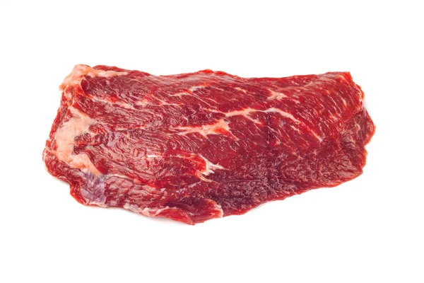 Rå rå RIB Eye Steak kött på vit bakgrund Stockbild