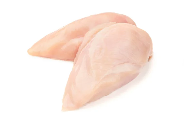 Surowe filety z piersi kurczaka izolowane na białym tle. — Zdjęcie stockowe