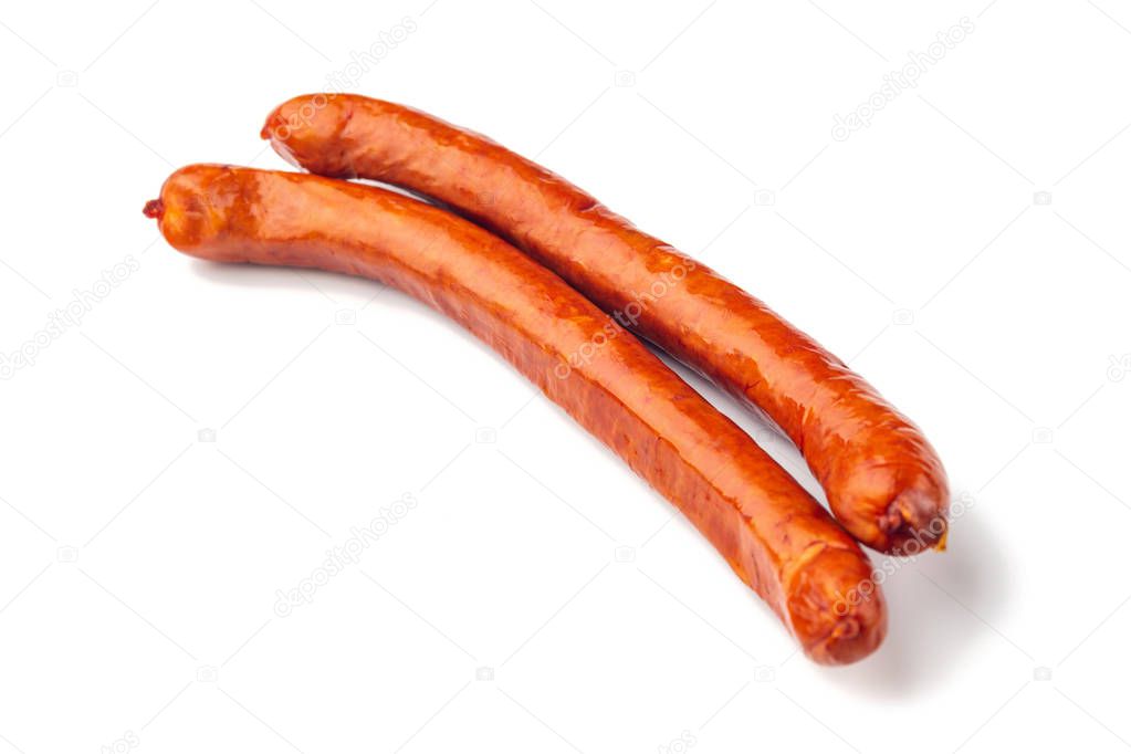 Spanish sausage. Isolate on white background.