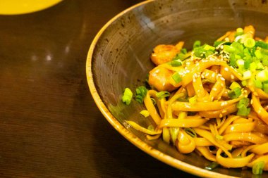 Tavuk ve soğan ile Udon erişte - Japon mutfağı