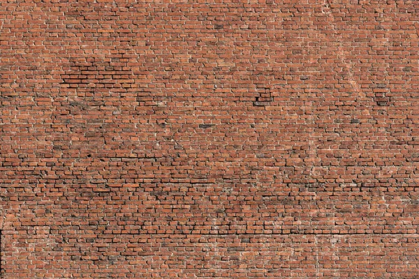 Rood Bakstenen Patroon Oude Bakstenen Muur Met Scheuren Krassen Horizontale Stockfoto