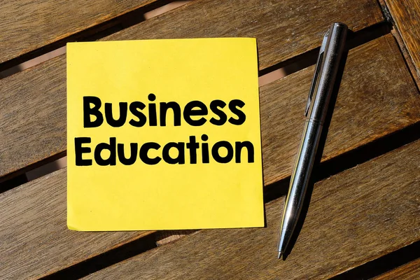 Business Education Concept Texte Fond Bois — Photo