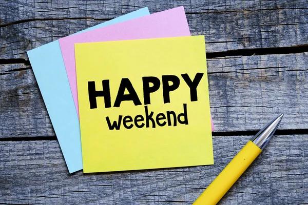 Note Happy Weekend Inscription — Stock Photo, Image