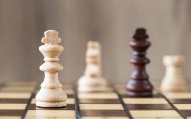 Satranç tahtasında fotoğraflanmış.