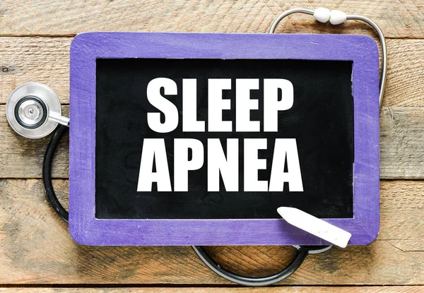 Apnea Sleep Manuscrit Craie Blanche Sur Tableau Noir Sur Fond — Photo