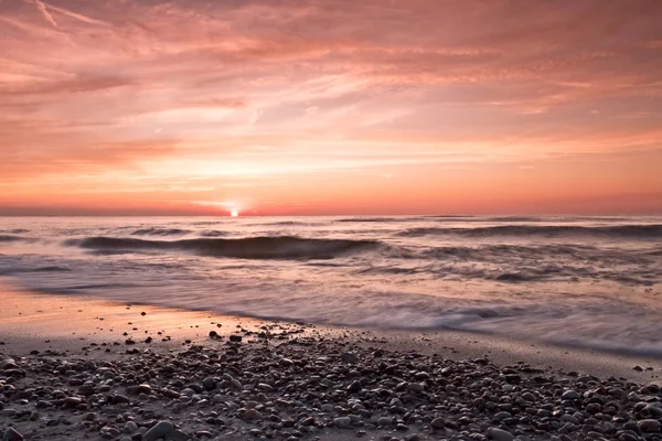 Pôr Sol Cênico Vista Mar Praia — Fotografia de Stock