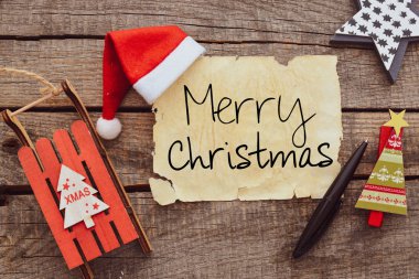 Neşeli Noel yazıt yaşlı kağıt üzerinde 