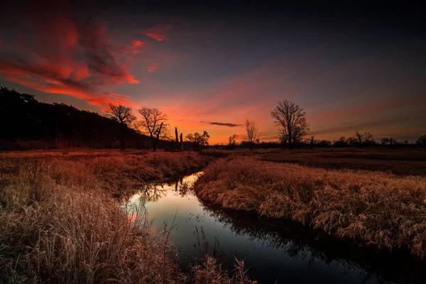 Beau Coucher Soleil Campagne Nature Voyage — Photo