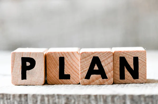 Vista Cerca Bloques Madera Con Letras Planas Sobre Fondo Madera — Foto de Stock