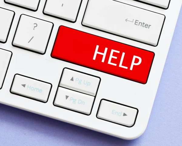Close View Red Help Button Keyboard — Stock Photo, Image