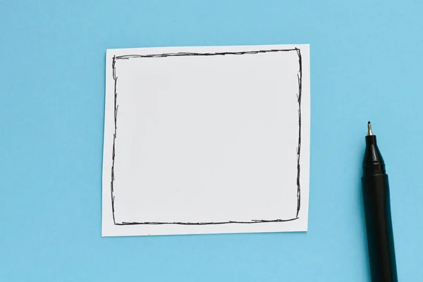 White Paper Pen Blue Background — 스톡 사진