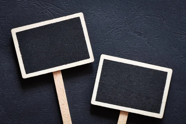 Close View Empty Chalkboards Wooden Backdrop — Stock Photo, Image