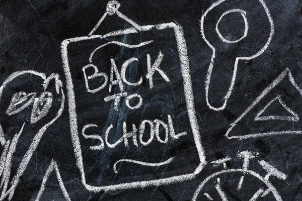 Back to school written on a chalk board