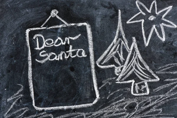 亲爱的圣诞老人文字在黑板上 — 图库照片