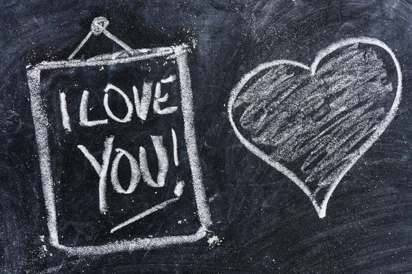 Love You Lettering Heart Blackboard — Stock Photo, Image