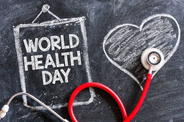 World Healthy Day Text Blackboard — Stock Photo, Image