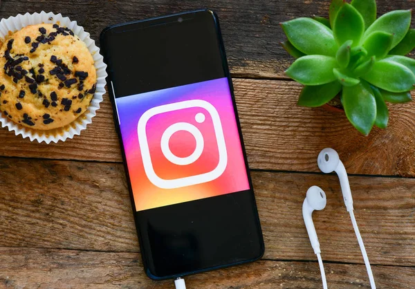 Poznaň Polsko Července 2019 Logo Instagram Zobrazené Smartphone — Stock fotografie