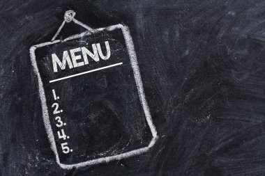 Menü başlığı ile Tebeşir tahtaya yazılan