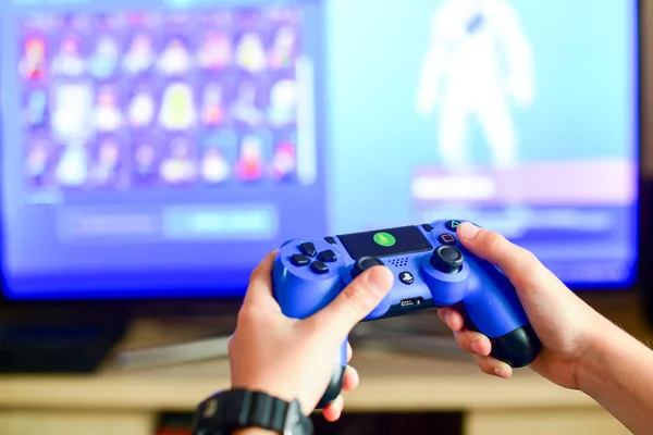 Poznan Polonia Julio 2019 Controlador Playstation Controlador Videojuegos Frente Fondo — Foto de Stock