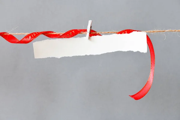 Feliz Modelo Cartão Natal Com Fita Vermelha — Fotografia de Stock
