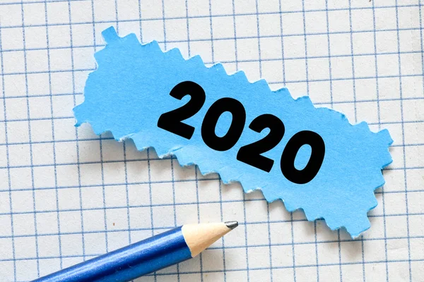 Gros Plan Crayon Sur Papier Carreaux Avec Texte 2020 — Photo