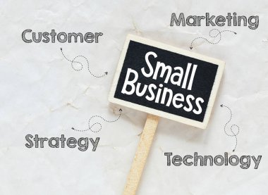 Küçük işletme metni içeren isim levhası