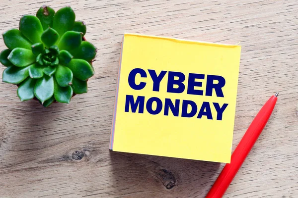 Cyber Monday Text Paper Pencil — Stock Photo, Image