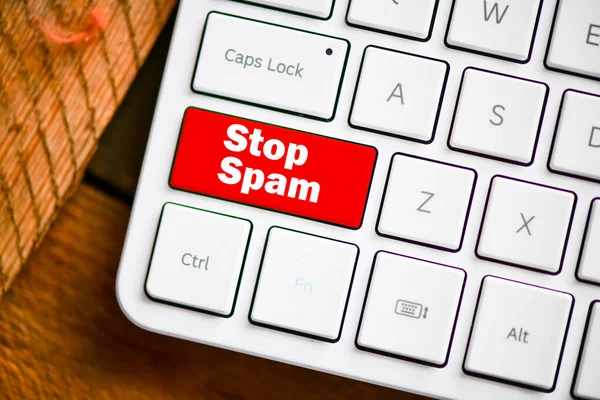 Stop Spam Konzept Auf Der Tastatur — Stockfoto