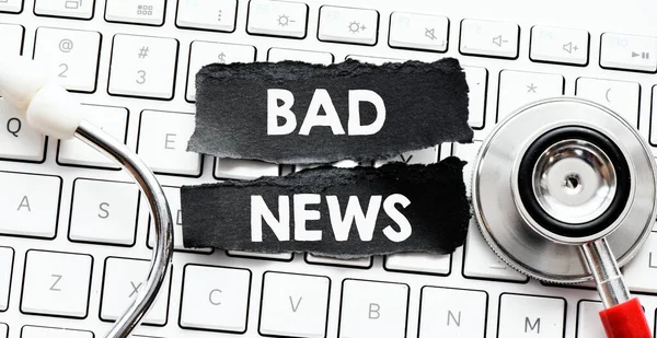 Bad News Words Written Black Sheets Paper Information Doctor Patient — Stock Photo, Image