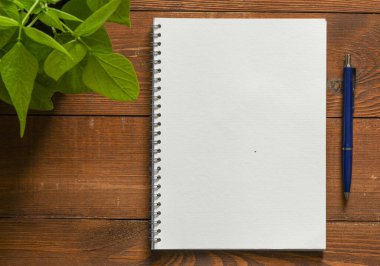 Boş not defteri ve ofis tahtasının üzerinde.