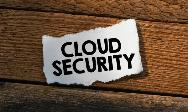 Cloud Security Woorden Geschreven Een Wit Stuk Papier Een Houten — Stockfoto