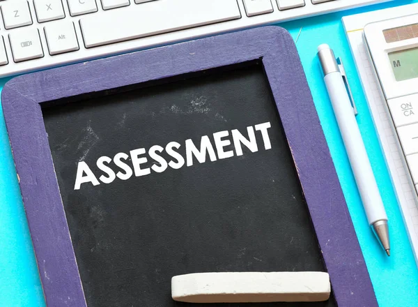 Assessment Word Written Chalk Board Office Environment — Stock Photo, Image