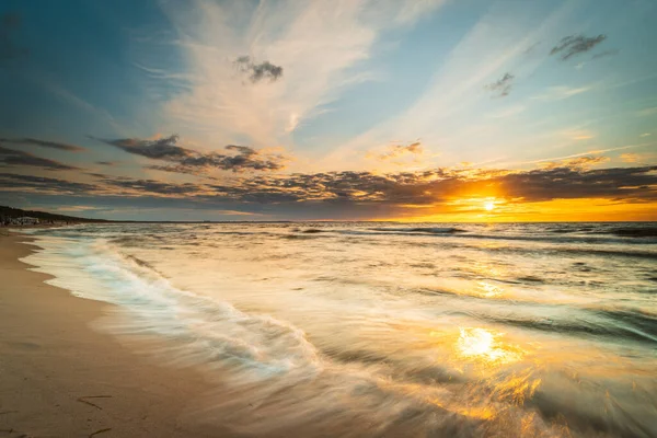 Zonsondergang Aan Zee Natuur Natuur Landschap Bij Zonsondergang — Stockfoto