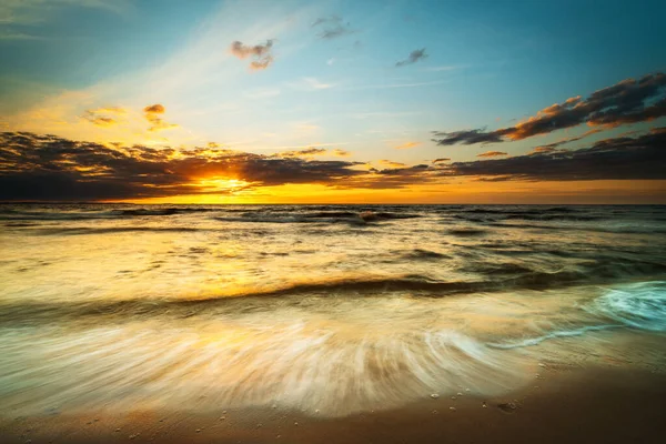 Zonsondergang Aan Zee Natuur Natuur Landschap Bij Zonsondergang — Stockfoto