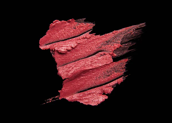 Lipstick Smudge Isolated Black Background — Stock Photo, Image
