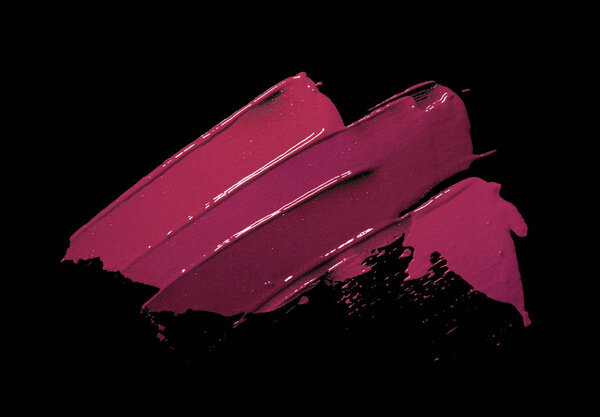 Lipstick smudge black background isolated