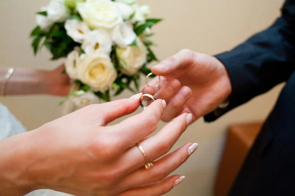 Svatební Obřad Výměna Svatebních Prstenů — Stock fotografie