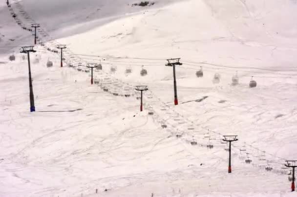 Ski Lift Spinning Gudauri Ski Resort Geórgia — Vídeo de Stock