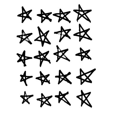 Hand drawn stars icons on white background clipart