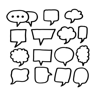 El konuşma balonu simgeler beyaz zemin üzerine çekilmiş.