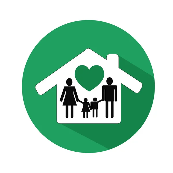 Familie Huis Pictogram Geïsoleerd Witte Achtergrond — Stockvector