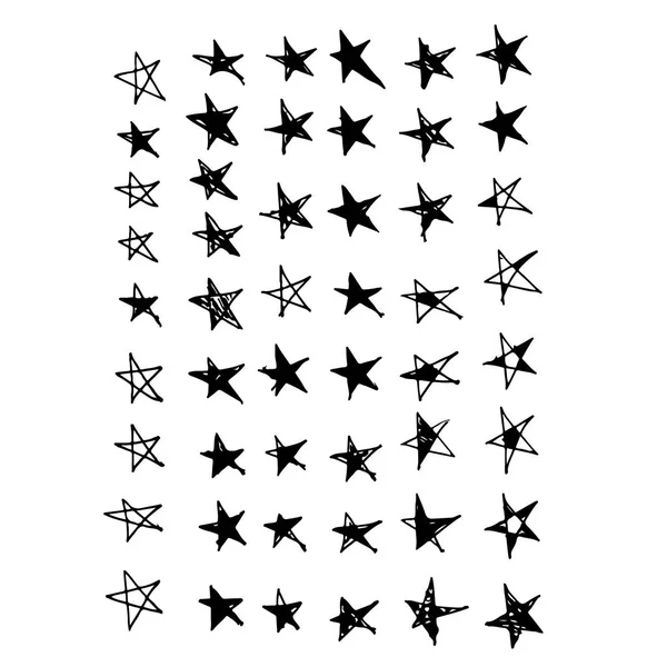 Iconos Estrellas Dibujadas Mano Sobre Fondo Blanco — Vector de stock