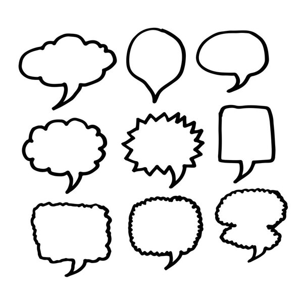 hand drawn speech bubble icons on white background
