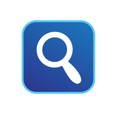 Mavi kare beyaz arka plan üzerinde izole işareti arama