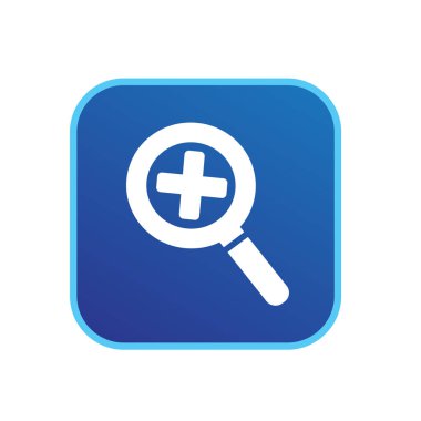 Mavi kare beyaz arka plan üzerinde izole işareti arama