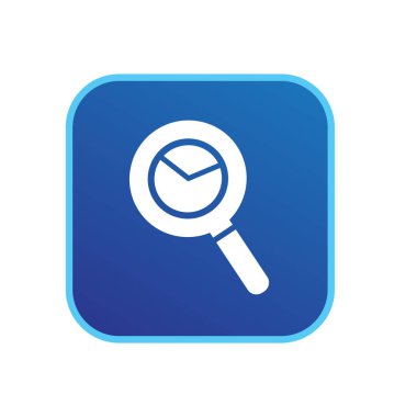 Mavi kare beyaz arka plan üzerinde izole işareti arama