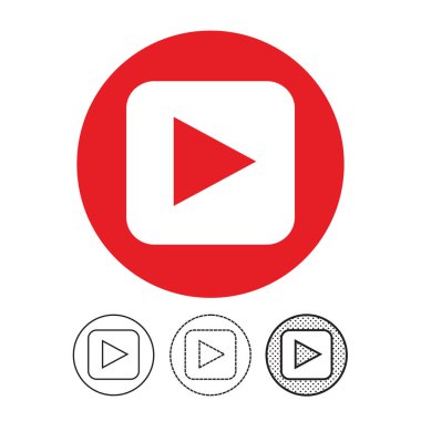 Beyaz arka plan üzerinde video oynatıcı ikonlar